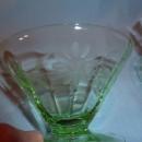 BEAUTIFUL GREEN DEPRESSION ETCHED FOOTED SHERBETS SET OF TWO (2)