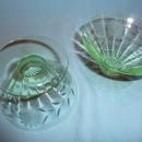 BEAUTIFUL GREEN DEPRESSION ETCHED FOOTED SHERBETS SET OF TWO (2)