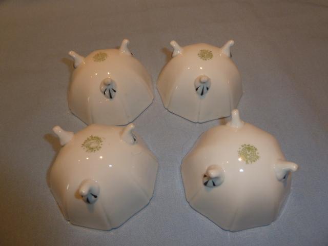 ANTIQUE NIPPON MORIMURA 5 PC OCTAGON SHAPE NUT SERVING SET YELLOW