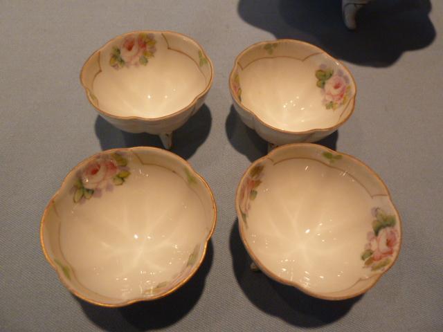 ANTIQUE NIPPON 5 PIECE NUT MINT BOWL SET FLORAL
