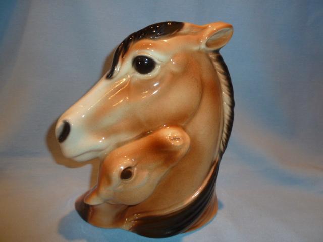 VINTAGE ROYAL COPLEY MARE AND FOAL VASE PLANTER