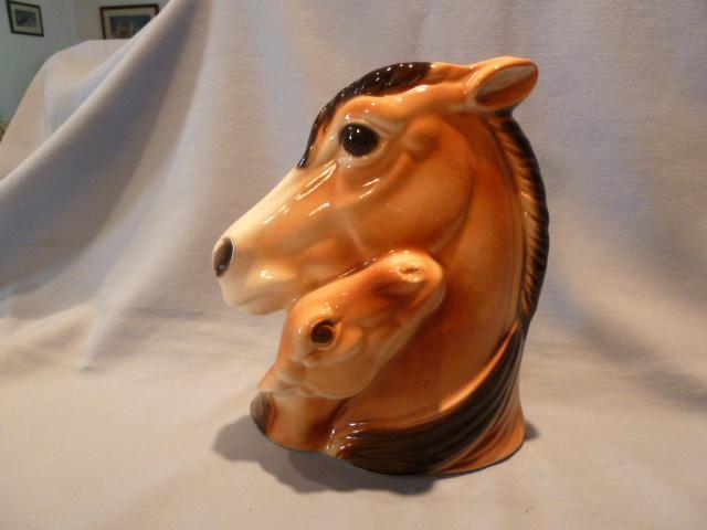 VINTAGE ROYAL COPLEY MARE AND FOAL VASE PLANTER