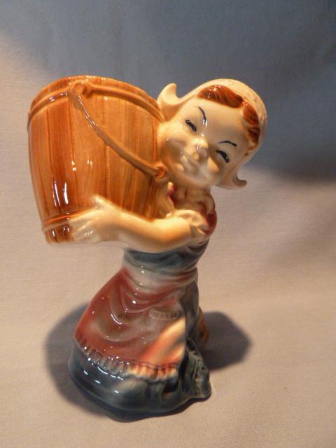 VINTAGE ROYAL COPLEY DUTCH GIRL WITH BUCKET PLANTER