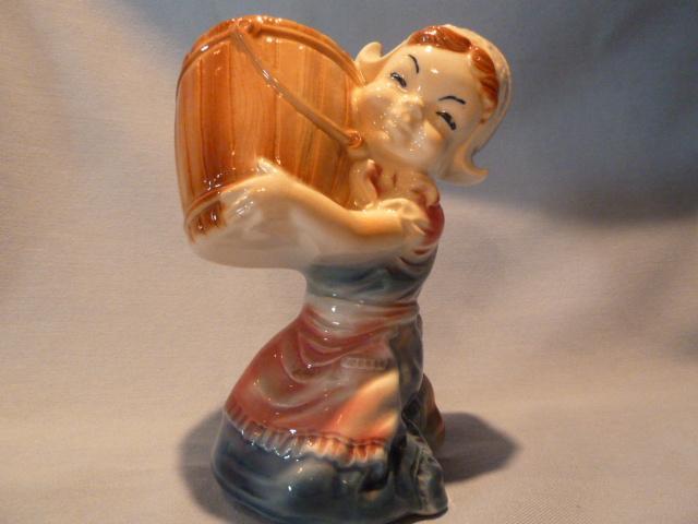 VINTAGE ROYAL COPLEY DUTCH GIRL WITH BUCKET PLANTER