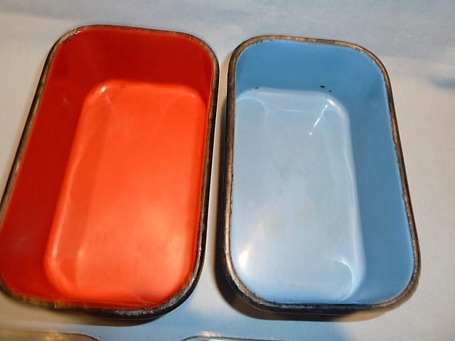 8 PIECE SET VINTAGE BECO WARE GRANITE ENAMEL REFRIGERATOR SET COLORS