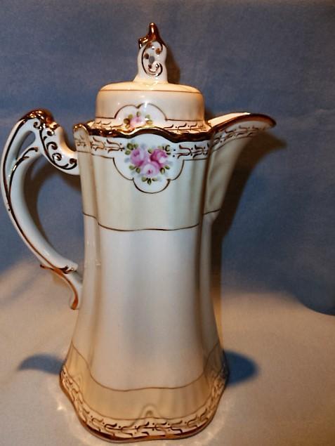 BEAUTIFUL NIPPON EIGHTEEN PIECE CHOCOLATE POT WITH DEMI CUPS AND SAUCERS