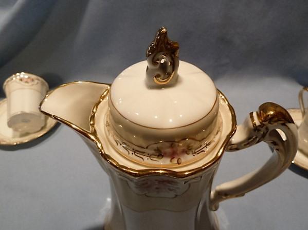 BEAUTIFUL NIPPON EIGHTEEN PIECE CHOCOLATE POT WITH DEMI CUPS AND SAUCERS