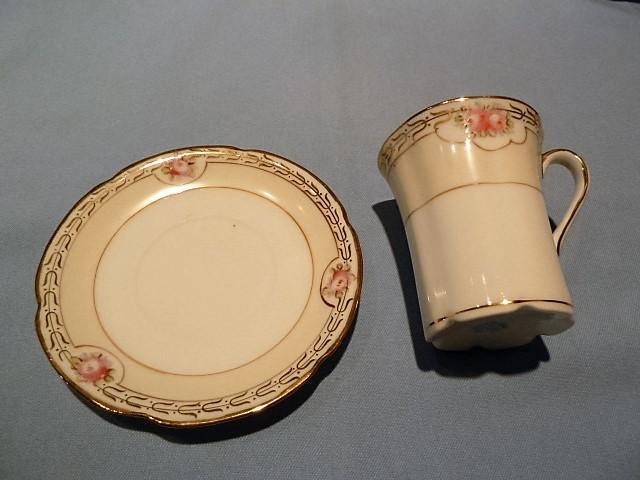 BEAUTIFUL NIPPON EIGHTEEN PIECE CHOCOLATE POT WITH DEMI CUPS AND SAUCERS