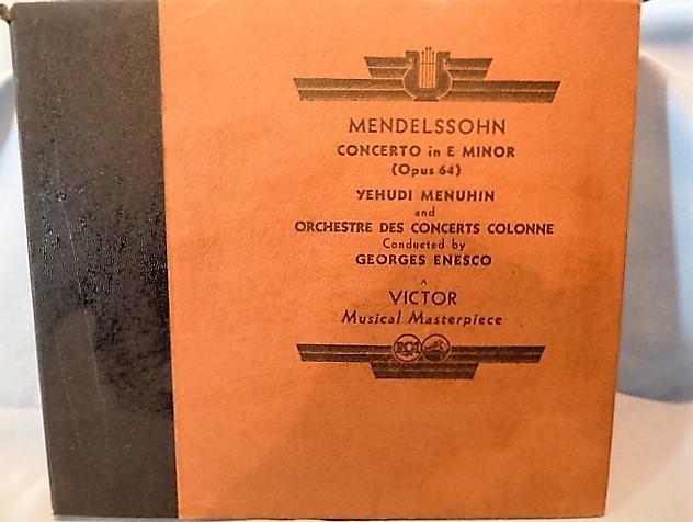 Mendelssohn, Yehudi Menuhin,RCA Victor Concerto E Minor,78 rpm 4disk album Vntg