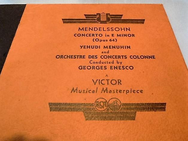 Mendelssohn, Yehudi Menuhin,RCA Victor Concerto E Minor,78 rpm 4disk album Vntg
