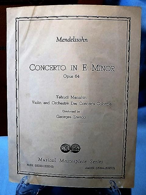 Mendelssohn, Yehudi Menuhin,RCA Victor Concerto E Minor,78 rpm 4disk album Vntg