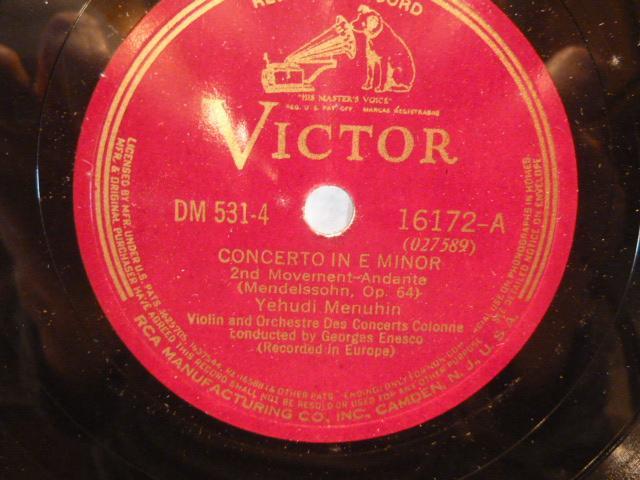 Mendelssohn, Yehudi Menuhin,RCA Victor Concerto E Minor,78 rpm 4disk album Vntg