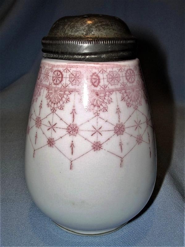 ANTIQUE CHINA PINK DECORATED SUGAR SHAKER MUFFINEER AUSTRIA