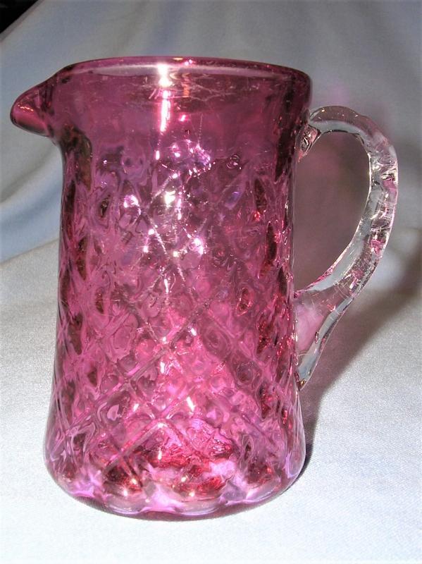 VINTAGE CRANBERRY QUILTED GLASS CREAMER