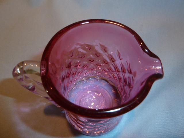 VINTAGE CRANBERRY QUILTED GLASS CREAMER