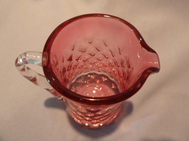 VINTAGE CRANBERRY QUILTED GLASS CREAMER