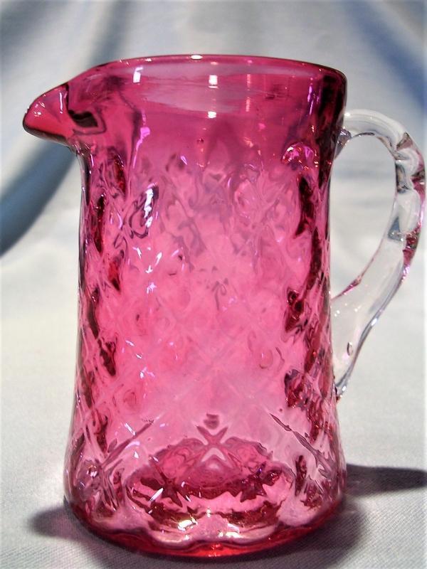 VINTAGE CRANBERRY QUILTED GLASS CREAMER