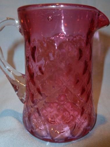 VINTAGE CRANBERRY QUILTED GLASS CREAMER