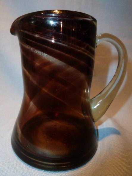 VINTAGE PURPLE /Brown TO CLEAR GLASS PITCHER