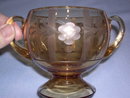 PINK DEPRESSION ETCHED FOOTED CREAM & SUGAR