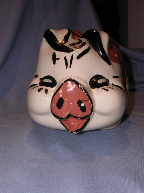 HULL VINTAGE LARGE COLD COLOR POLKA DOT PIG PIGGY BANK