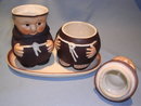 GOEBEL 4 PIECE FRIAR TUCK SUGAR, CREAMER AND TRAY SET
