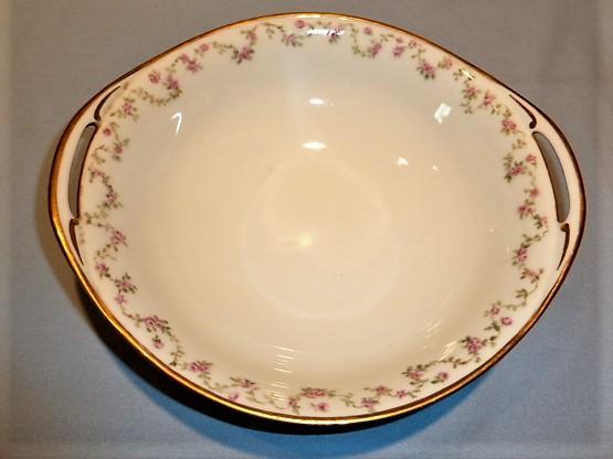 HAVILAND CHINA FRANCE ROSE GARLAND OPEN HANDLE VEGETABLE BOWL