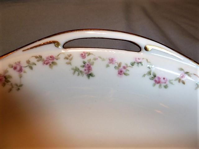 HAVILAND CHINA FRANCE ROSE GARLAND OPEN HANDLE VEGETABLE BOWL