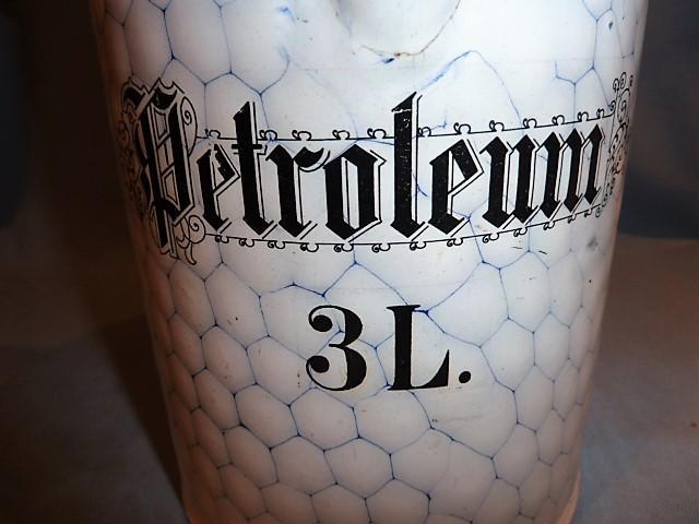 VERY RARE ANTIQUE GERMAN GRANITWARE GRANITE ENAMEL CHICKEN WIRE PETROLEUM CAN WITH HANDLE