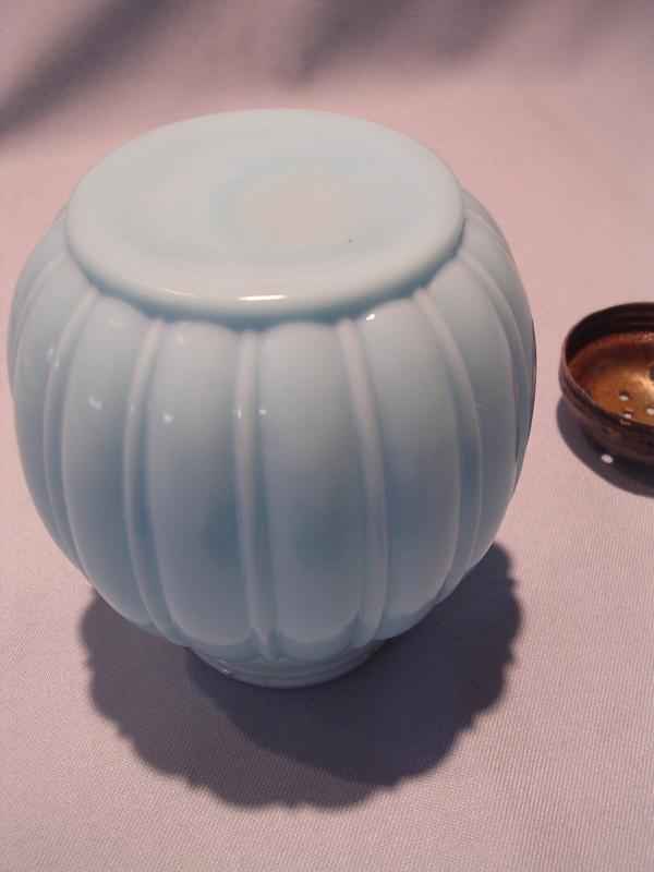 ANTIQUE MELLIGO BLUE SUGAR SHAKER MUFFINEER BY CONSOLIDATED LAMP & GLASS