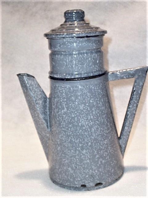 Antique 4 Piece Enamel Graniteware Gray Grey French Coffee Pot