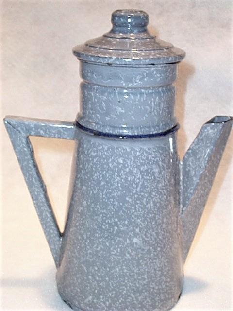 Antique 4 Piece Enamel Graniteware Gray Grey French Coffee Pot