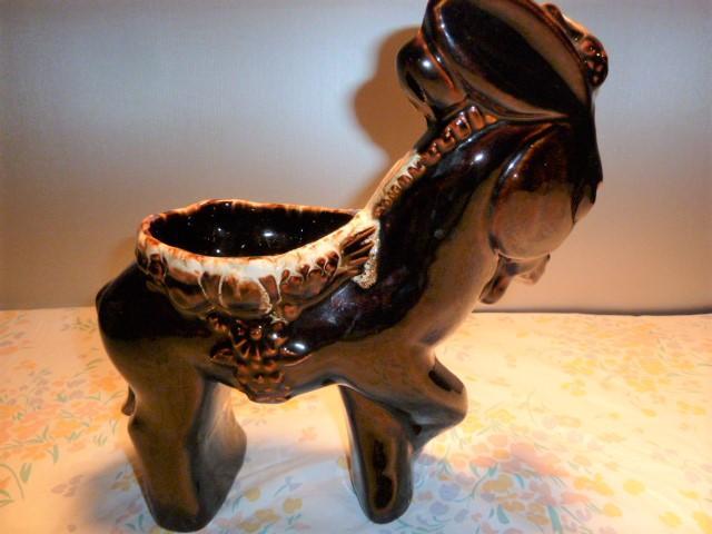 USA POTTERY BROWN DONKEY PLANTER