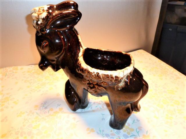 USA POTTERY BROWN DONKEY PLANTER