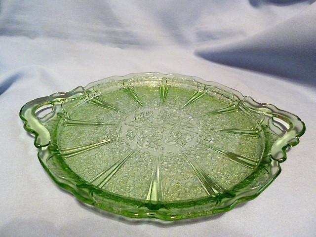 JEANNETTE GREEN DEPRESSION CHERRY BLOSSOM SANDWICH TRAY