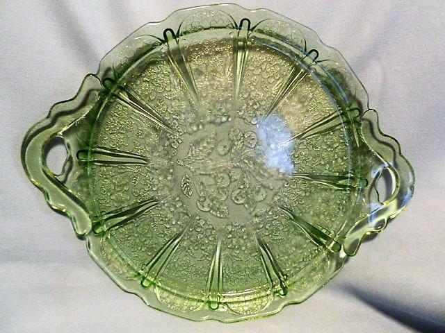 JEANNETTE GREEN DEPRESSION CHERRY BLOSSOM SANDWICH TRAY