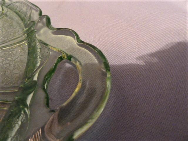 JEANNETTE GREEN DEPRESSION CHERRY BLOSSOM SANDWICH TRAY