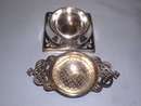 ENGLISH SILVER PLATE 2 PIECE TEA STRAINER