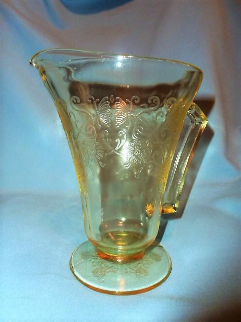 YELLOW Depression Glass FLORENTINE POPPY #2 PITCHER