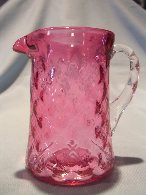 VINTAGE CRANBERRY QUILTED GLASS CREAMER