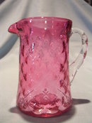 VINTAGE CRANBERRY QUILTED GLASS CREAMER