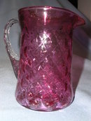 VINTAGE CRANBERRY QUILTED GLASS CREAMER