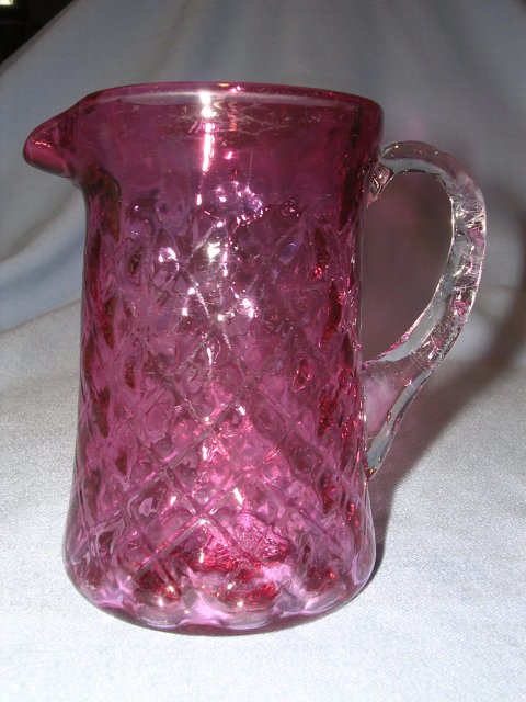 VINTAGE CRANBERRY QUILTED GLASS CREAMER