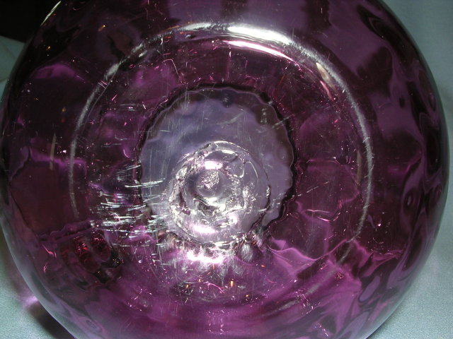 VINTAGE CRANBERRY THUMBPRINT HAND BLOWN GLASS PITCHER