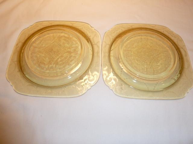Vintage Set of (2) Federal Madrid Amber Depression Glass 7.5