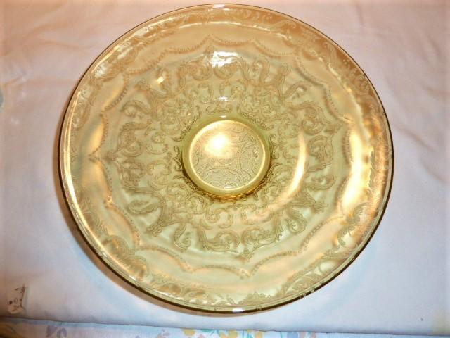 VINTAGE MADRID AMBER DEPRESSION GLASS LOW CONSOLE BOWL BY FEDERIAL GLASS
