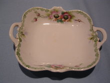 HANDPAINTED NIPPON SQUARE FLORAL HANDLED SMALL DISH