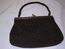 ELEGANT 1930's BLACK BEADED EVENING PURSE OR BAG