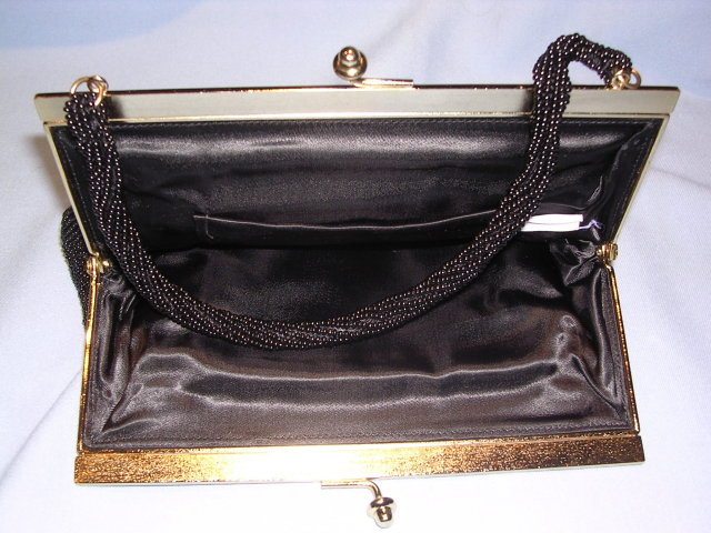 ELEGANT 1930's BLACK BEADED EVENING PURSE OR BAG