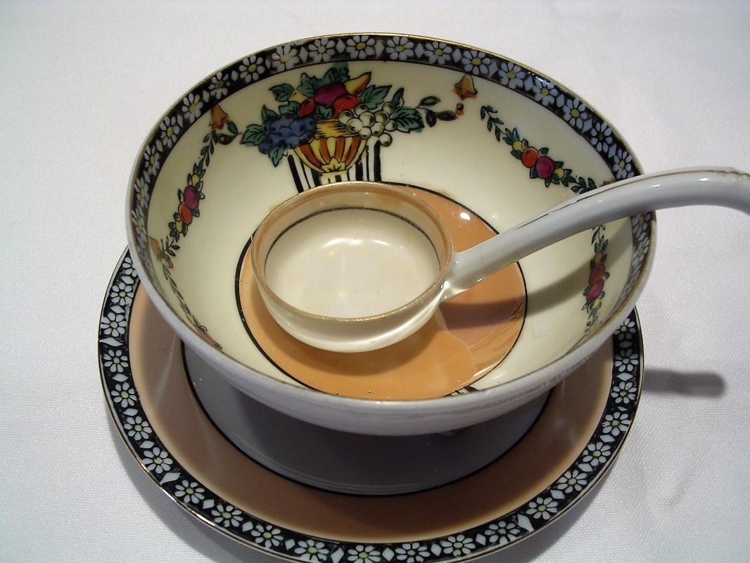 NORITAKE FLORAL FRUIT LUSTERWARE 3 PIECE MAYO SAUCE DISH SET